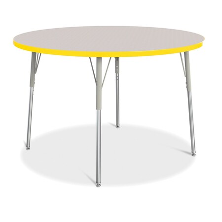 Jonti-Craft Berries Round Activity Table, 48 in. Diameter, A-height, Freckled Gray/Yellow/Gray 6433JCA007